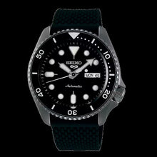 Load image into Gallery viewer, Seiko 5 Sports SKX Series Automatic Black Dial Black Silicone Strap Watch for Men - SRPD65K2