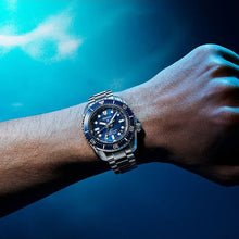 Load image into Gallery viewer, Seiko Prospex 1968 Heritage Divers GMT The Great Wave Limited Edition Blue Dial Silver Steel Strap Watch for Men - SPB509J1