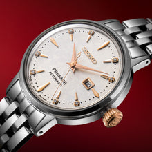 Load image into Gallery viewer, Seiko Presage Cocktail Time Skydiving Automatic Diamonds Mother of Pearl Dial Silver Steel Strap Watch for Women - SRE009J1