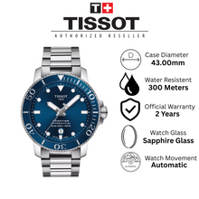 Load image into Gallery viewer, Tissot Seastar 1000 Powermatic 80 Blue Dial Silver Steel Strap Watch for Men - T120.407.11.041.03