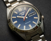 Load image into Gallery viewer, Seiko 5 Sports SNXS Automatic Blue Dial Silver Steel Strap Watch for Men - SRPK87K1