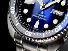 Load image into Gallery viewer, Seiko Prospex Deep Blue Batman Turtle Diver's Automatic Blue Dial Silver Steel Strap Watch for Men - SRPC25J1