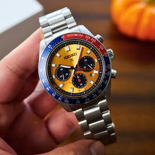 Load image into Gallery viewer, Seiko Prospex Solar Chronograph 1969 Re-interpretation Orange Dial Silver Steel Strap Watch for Men - SSC947