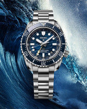 Load image into Gallery viewer, Seiko Prospex 1968 Heritage Divers GMT The Great Wave Limited Edition Blue Dial Silver Steel Strap Watch for Men - SPB509J1