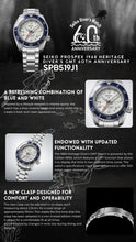 Load image into Gallery viewer, Seiko Prospex 1968 Heritage Diver's GMT 60th Anniversary White Dial Silver Steel Strap Watch for Men - SPB519J1