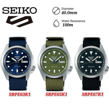 Load image into Gallery viewer, Seiko 5 Sports Automatic Blue Dial Blue Nylon Strap Watch for Men - SRPE63K1