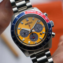 Load image into Gallery viewer, Seiko Prospex Solar Chronograph 1969 Re-interpretation Orange Dial Silver Steel Strap Watch for Men - SSC947