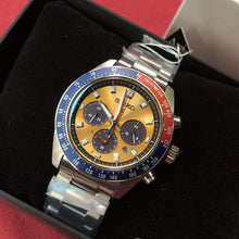 Load image into Gallery viewer, Seiko Prospex Solar Chronograph 1969 Re-interpretation Orange Dial Silver Steel Strap Watch for Men - SSC947
