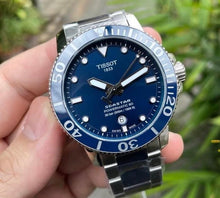 Load image into Gallery viewer, Tissot Seastar 1000 Powermatic 80 Blue Dial Silver Steel Strap Watch for Men - T120.407.11.041.03