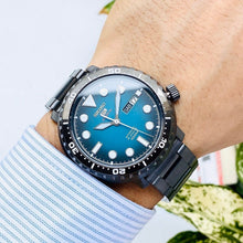 Load image into Gallery viewer, Seiko 5 Sports Automatic Turquoise Dial Grey Steel Strap Watch for Men - SRPC65J1
