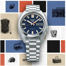 Load image into Gallery viewer, Seiko 5 Sports SNXS Automatic Blue Dial Silver Steel Strap Watch for Men - SRPK87K1