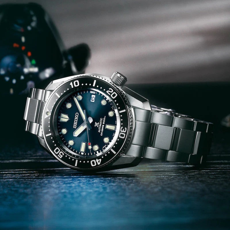 Seiko Prospex Marinemaster Automatic Scuba Divers Blue Dial Silver Steel Strap Watch for Men - SPB187J1