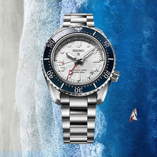 Load image into Gallery viewer, Seiko Prospex 1968 Heritage Diver's GMT 60th Anniversary White Dial Silver Steel Strap Watch for Men - SPB519J1