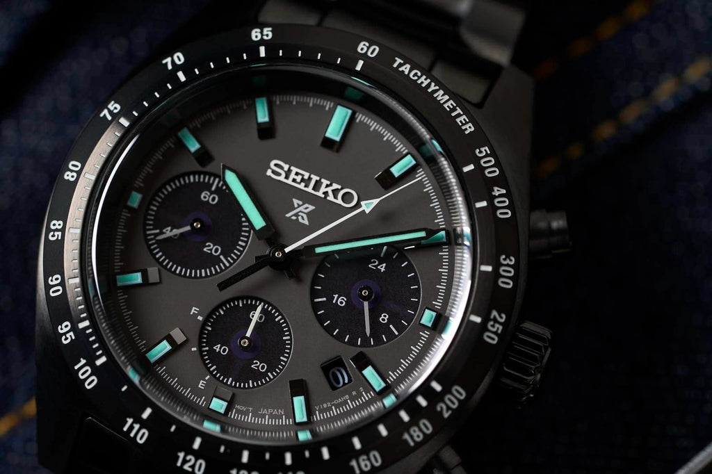 Seiko Prospex Speedtimer The Black Series Limited Edition Black Dial Black Steel Strap Watch for Men - SSC917