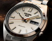 Load image into Gallery viewer, Seiko 5 Sports SNXS Series Automatic Beige Dial Silver Steel Strap Watch for Men - SRPK91K1