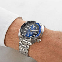 Load image into Gallery viewer, Seiko Prospex Deep Blue Batman Turtle Diver's Automatic Blue Dial Silver Steel Strap Watch for Men - SRPC25J1