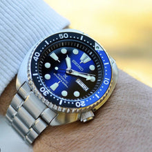 Load image into Gallery viewer, Seiko Prospex Deep Blue Batman Turtle Diver's Automatic Blue Dial Silver Steel Strap Watch for Men - SRPC25J1
