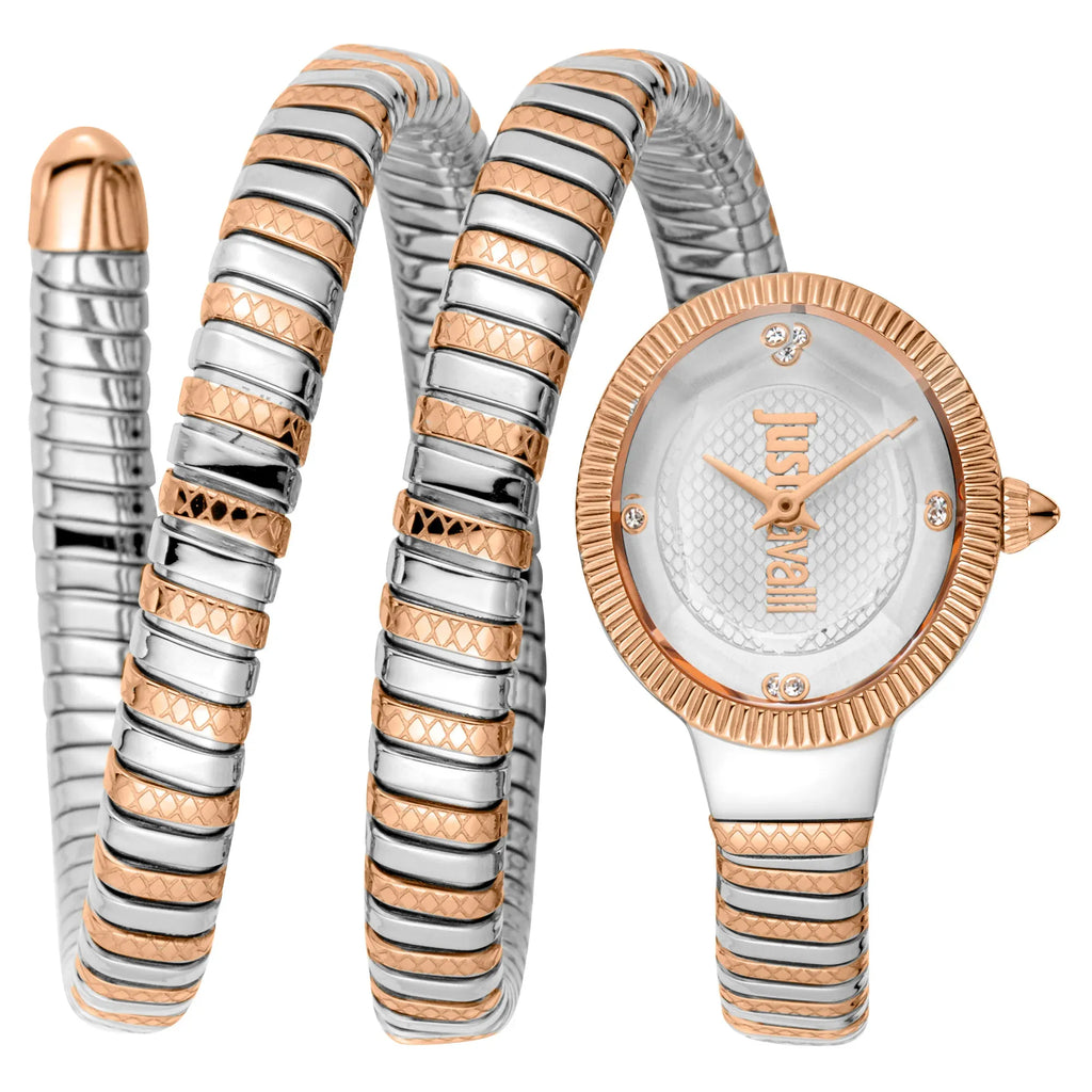 Just Cavalli After Party Silver Dial Two Tone Steel Strap Watch for Women - JC1L269M0065