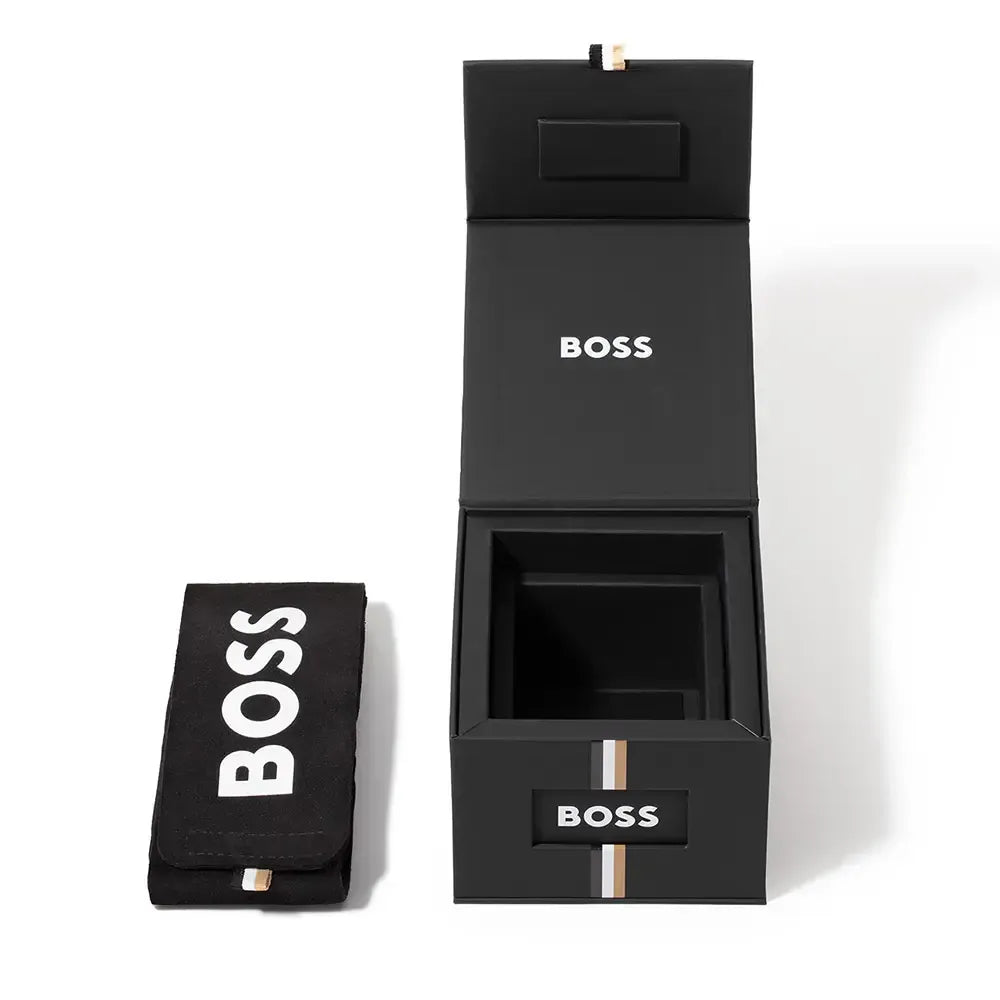 Hugo Boss Strike Chronograph Black Dial Black Steel Strap Watch for Men - 1514291