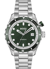 Hugo Boss Bossmatic Automatic Green Dial Silver Steel Strap Watch for Men - 1514178