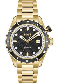Hugo Boss Bossmatic Automatic Black Dial Gold Steel Strap Watch for Men - 1514180