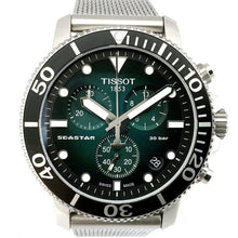 Load image into Gallery viewer, Tissot Seastar 1000 Chronograph Green Dial Silver Mesh Bracelet Watch For Men - T120.417.11.091.00