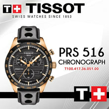 Load image into Gallery viewer, Tissot PRS 516 Chronograph Black Dial Black Leather Strap Watch For Men - T100.417.36.051.00