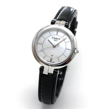 Load image into Gallery viewer, Tissot T Lady Flamingo Mother of Pearl White Dial Black Leather Strap Watch for Women - T094.210.16.111.00