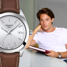Load image into Gallery viewer, Tissot Gentleman Silver Dial Brown Leather Strap Watch For Men - T127.410.16.031.00