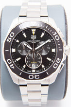Load image into Gallery viewer, Tag Heuer Aquaracer Quartz Chronograph Black Dial Silver Steel Strap Watch for Men - CAY111A.BA0927
