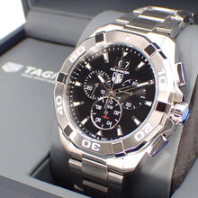 Load image into Gallery viewer, Tag Heuer Aquaracer Chronograph Black Dial Silver Steel Strap Watch for Men - CAY1110.BA0927