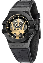 Load image into Gallery viewer, Maserati Potenza Automatic Black Dial Black Leather Strap Watch For Men - R8821108036