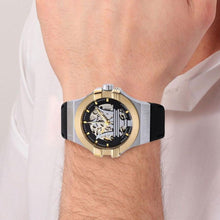 Load image into Gallery viewer, Maserati Potenza Automatic Skeleton Grey Dial Black Leather Strap Watch For Men - R8821108037
