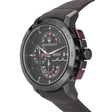 Load image into Gallery viewer, Maserati Ingegno Chronograph Black Dial Black Leather Strap Watch For Men - R8871619003