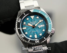 Load image into Gallery viewer, Seiko 5 Sports SKX Skeleton Green Dial Silver Steel Strap Watch For Men - SRPJ45K1