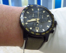 Load image into Gallery viewer, Tissot Supersport Chrono Black Dial Beige Nylon Strap Watch For Men - T125.617.37.051.01