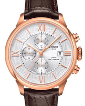 Load image into Gallery viewer, Tissot Des Tourelles Chronograph Silver Dial Brown Leather Strap Watch For Men - T099.427.36.038.00