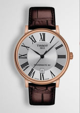 Load image into Gallery viewer, Tissot Carson Premium Powermatic 80 Silver Dial Brown Leather Strap Watch For Men - T122.407.36.033.00