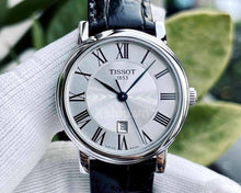 Load image into Gallery viewer, Tissot Carson Premium Lady Silver Dial Black Leather Strap Watch For Women - T122.210.16.033.00