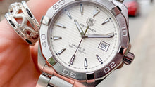 Load image into Gallery viewer, Tag Heuer Aquaracer Automatic White Dial Silver Steel Strap Watch for Men - WAY2111.BA0928