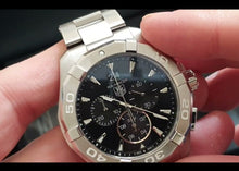 Load image into Gallery viewer, Tag Heuer Aquaracer Chronograph Black Dial Silver Steel Strap Watch for Men - CAY1110.BA0927
