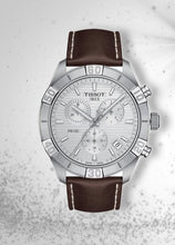 Load image into Gallery viewer, Tissot PR 100 Sport Quartz Chronograph Silver Dial Brown Leather Strap Watch For Men - T101.617.16.031.00