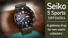 Load image into Gallery viewer, Seiko 5 Sport Automatic Black Dial Green Nylon Strap Watch For Men - SRPD65K4