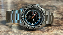 Load image into Gallery viewer, Seiko 5 Sports Checker Flag Special Edition Black Dial Silver Steel Strap Watch For Men - SRPK67K1