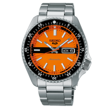 Load image into Gallery viewer, Seiko 5 Sports Double Hurricane Retro Orange Dial Silver Steel Strap Watch For Men - SRPK11K1