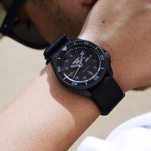 Load image into Gallery viewer, Seiko 5 Sports Automatic Black Dial Black NATO Strap Watch For Men - SRPD79K1