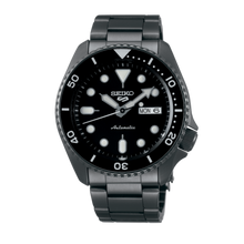 Load image into Gallery viewer, Seiko 5 Sports Automatic Black Dial Black Steel Strap Watch For Men - SRPD65K1