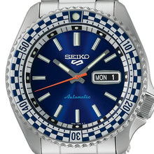Load image into Gallery viewer, Seiko 5 Sports Petrol Blue Checker Flag Special Edition Blue Dial Silver Steel Strap Watch For Men - SRPK65K1