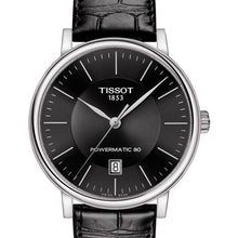 Load image into Gallery viewer, Tissot Carson Premium Powermatic 80 Black Dial Black Leather Strap Watch For Men - T122.407.16.051.00
