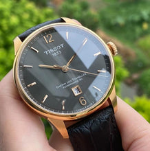 Load image into Gallery viewer, Tissot T Classic Chemin Des Tourelles Powermatic 80 Brown Dial Brown Leather Strap Watch for Men - T099.407.36.447.00
